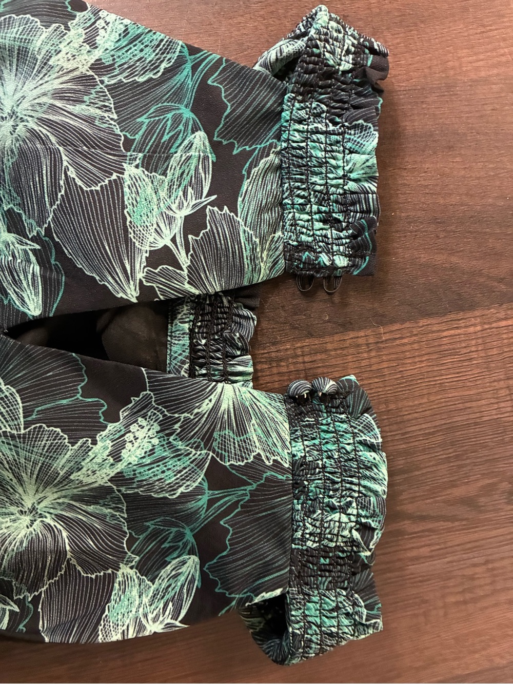 Allison Joy Black Halter Top Tank with Teal Floral Accents (M) - Picture 7 of 7